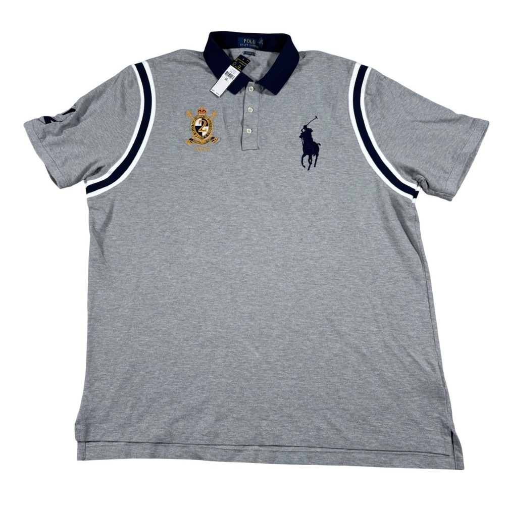 Polo Ralph Lauren Polo Shirt Mens XXL Grey Big Pony Crest Classic Fit New